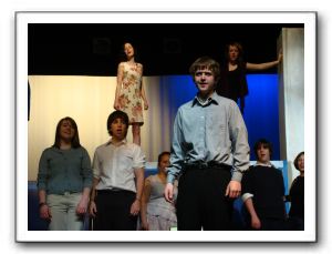 From Left to Right: First Row: Michael Bradford; Second Row: Kelsey Kolbe, Mace Smith, Emily Hemminson, Scott Anderson, Kiran Kestenbaum; Third Row: Meary O'Malley, Orla Conway. (Photo taken by Nathan Wunderlich)