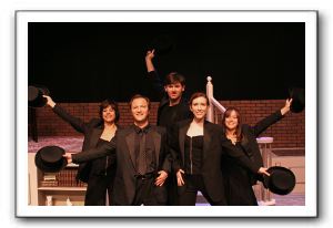 The Musical of Musicals Fanfare: Jane E. Petrofsky (Abby), Brent Stone (Jitter), Mark W. Grey Mendes (Willy), Mimi Preda (June), & Be