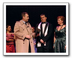 Blakeman Brophy as Lt. Cioffi (Left), Tom Flatt as Christopher Belling & Katie McManus as Georgia Hendricks