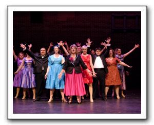 Cast of Curtains - Center: Sue Pinkman as Carmen Bernstein