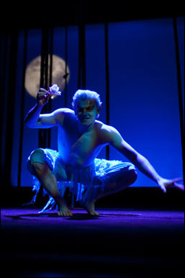 Alex Mills as Puck in A Midsummer Night's Dream.