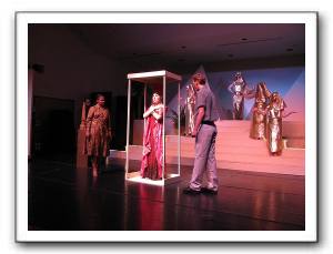 Aida (Rikki Howie), Amneris (Alayna Morton), and Radames (Scotty Beland)