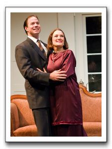 John Adams as Johnny Case and Sophia Bushong as Julia Seton