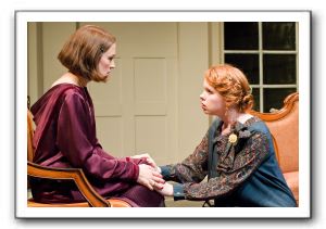 Sophia Bushong (left) and Allison Leigh Corke as sisters Julia and Linda Seton