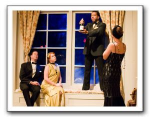 Nick Potter (played by Theodore Snead) spins a story as Johnny Case (John Adams), Linda Seton (Allison Leigh Corke), and Susan Potter (Jessica Aimone)