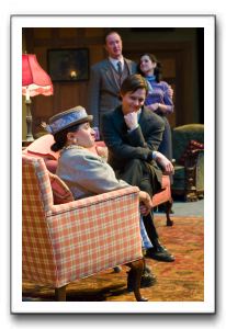 Suzanne Richard as Mrs. Boyle (foreground), Karl Bittner as Christopher Wren and John Stange and Jennifer Weinreich as Giles and Mollie Ralston.