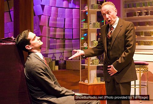 Joshua Dick, seated, as George, and Mario Baldessari as Mr. Sipos