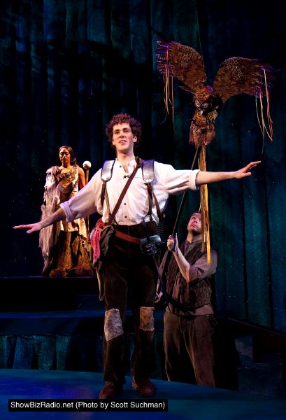 Athena (Shaunté Tabb in background) helps Percy (Tyler Herman) fly home