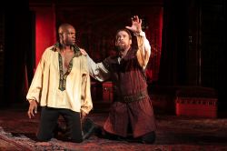 Owiso Odera as Othello and Ian Merrill Peakes as Iago