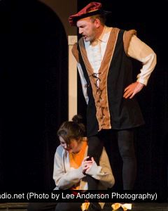 Dell Pendergrast as Lord Capulet and Emily Whitworth as Juliet