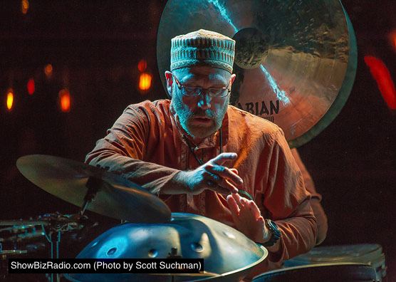 Musician Tom Teasley performs on traditional instruments