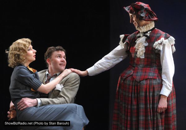 Jason Lott charms his way with his feminine wiles as he hounds and hunts Richard Hannay (Jeffries Thaiss) and Anabella (Susan Lynskey)