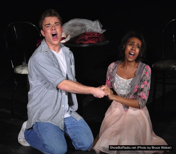 Tony (Ben Coleman) and Maria (Kiah Simms) singing 'One Hand/One Heart'