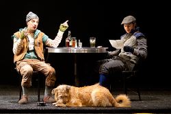 Euan Morton as Launce, Adam Green as Speed and Oliver, the dog, as Crab