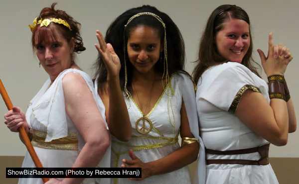 Charlie's Angels (Mikki Barry as Rhodippe, Lisa Hill-Corley as Lysistrata, and Rebecca Hranj as Lampito)