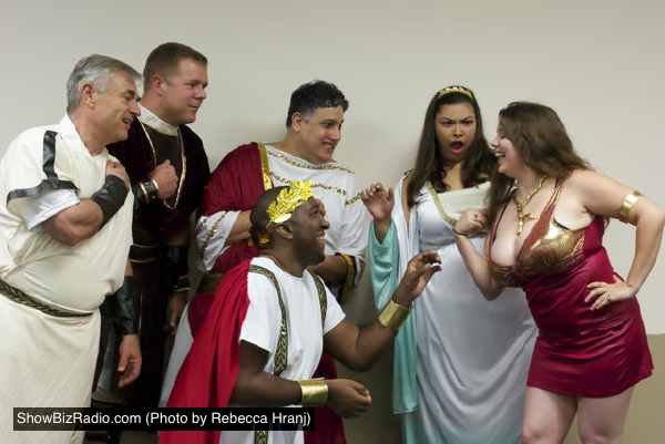 Michael McCarthy as Manes, Gary Wynn as the Spartan Ambassador, Sidney Davis as Micon, Paul Davis as the Athenian Magistrate, Erin Michelle Jones as Calonice, and Lauren Beward as Myrrhine