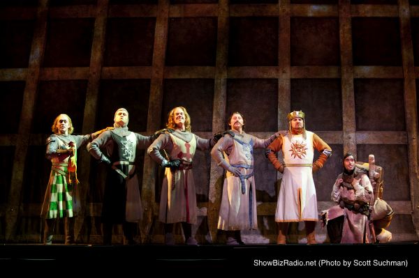 Kasidy Devlin (Sir Robin), Adam Grabau (Sir Lancelot), Jacob L. Smith (Sir Dennis Galahad), Thomas DeMarcus (Sir Bedevere), Arthur Rowan (King Arthur), and Michael J. Berry (Patsy)