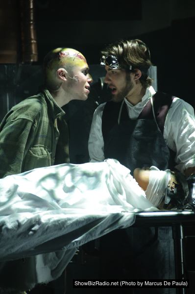 Jay Besch as Victor Frankenstein, Joe Lilek as the Creature and Lena Aragon as the Companion