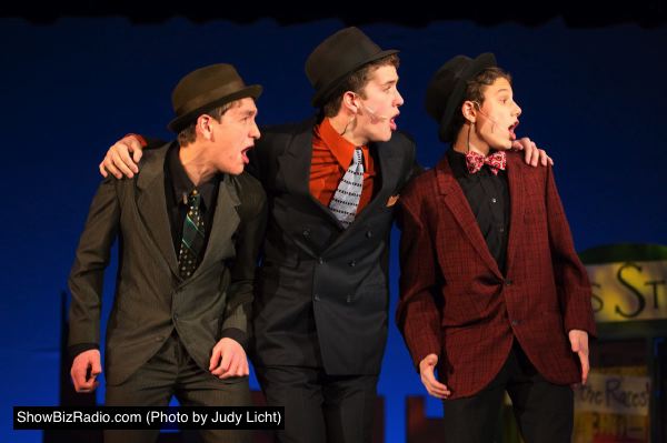 Ben Topa as Benny Southstreet, Des O'Brien as Nathan Detroit and Zac Nachbar-Seckel as Nicely Nicely Johnson