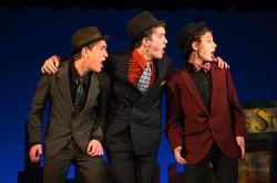 Ben Topa as Benny Southstreet, Des O'Brien as Nathan Detroit and Zac Nachbar-Seckel as Nicely Nicely Johnson