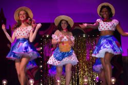 Anna Martone (Center) as Adelaide with Hot Box Girls Vivian Carroll (L) and Zoe Haynes (R)