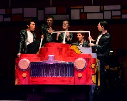 Eric Teran (Danny);  Thomas Richards (Sonny); Noah Habenstreit (Doody);  Daniel Zucker (Kenickie);  Carlos Castillo (Roger): 'Greased Lightining'