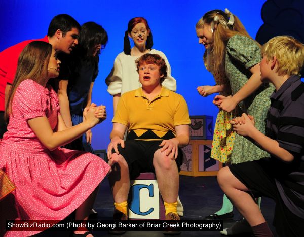 Melissa Haberle (Sally), Harris Fitzgerel (Linus), Gwen Levey (Lucy), Deanna Gowland (Snoopy), Andy Riddle (Charlie Brown), Skye Lindberg (Patty), Debbie Aderton (Peggy-Jean), and Mark Slough (Schroeder)