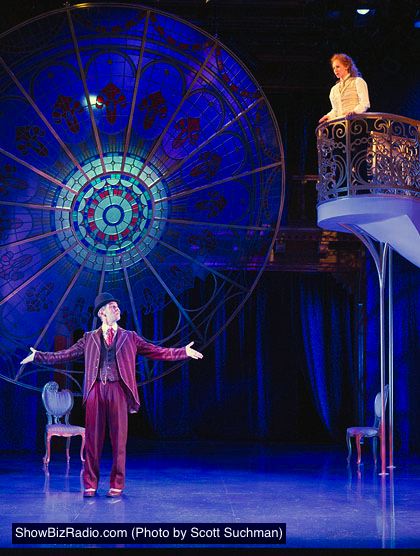 Feste (Louis Butelli) greets Viola (Emily Trask) in the land of Illyria