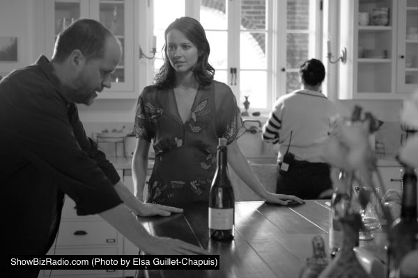 Joss Whedon and Amy Acker on the set