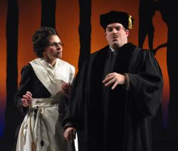 Liz Mamana and Ethan Watermeier portray all the adult roles