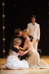 Heather Wood as Perdita, Mark Harelik as Leontes, Hannah Yelland as Hermione and Todd Bartels as Florizel (background)