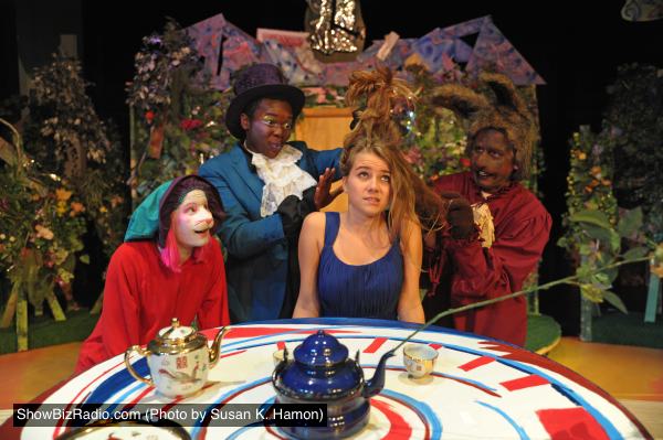 Nancy Brooks (Dormouse), Tre Vaughn Allison (Mad Hatter) Sasha Koch (Alice), Rob McPherson (March Hare)