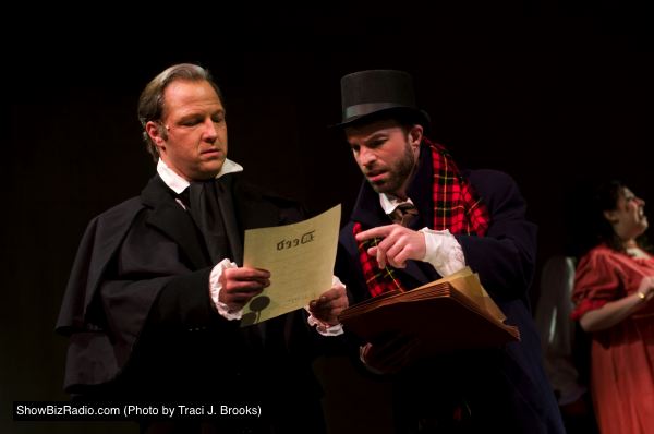 Scrooge (Brent Stone) and Crachit (Bill Walker)