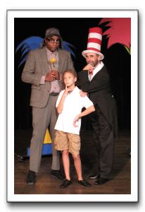 Kevin Ray Johnson as Horton, Kaycie Goral as JoJo and Ken Kemp as The Cat in the Hat