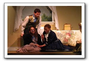 Brandon Dawson as James Keller, Mackenzie Earl as Helen Keller, and Sarah LaFantasie as Annie Sullivan