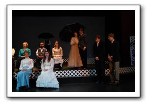 The Funeral - (front row Mrs. Gibbs (Virginia Coffield) Emily (Virginia Tucker) George (Jack Tokarz) and Doc Gibbs (Mathias Heller)
