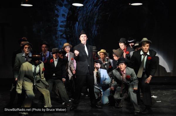 Sky Masterson (Ben Mitchell) and the Gamblers sing 