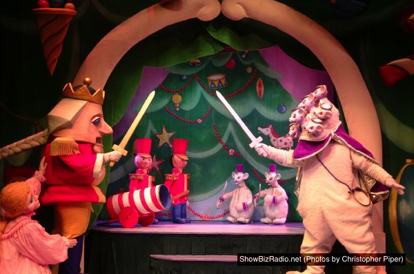 The Nutcracker and his toy soldiers battle the Mouse King and his minions
